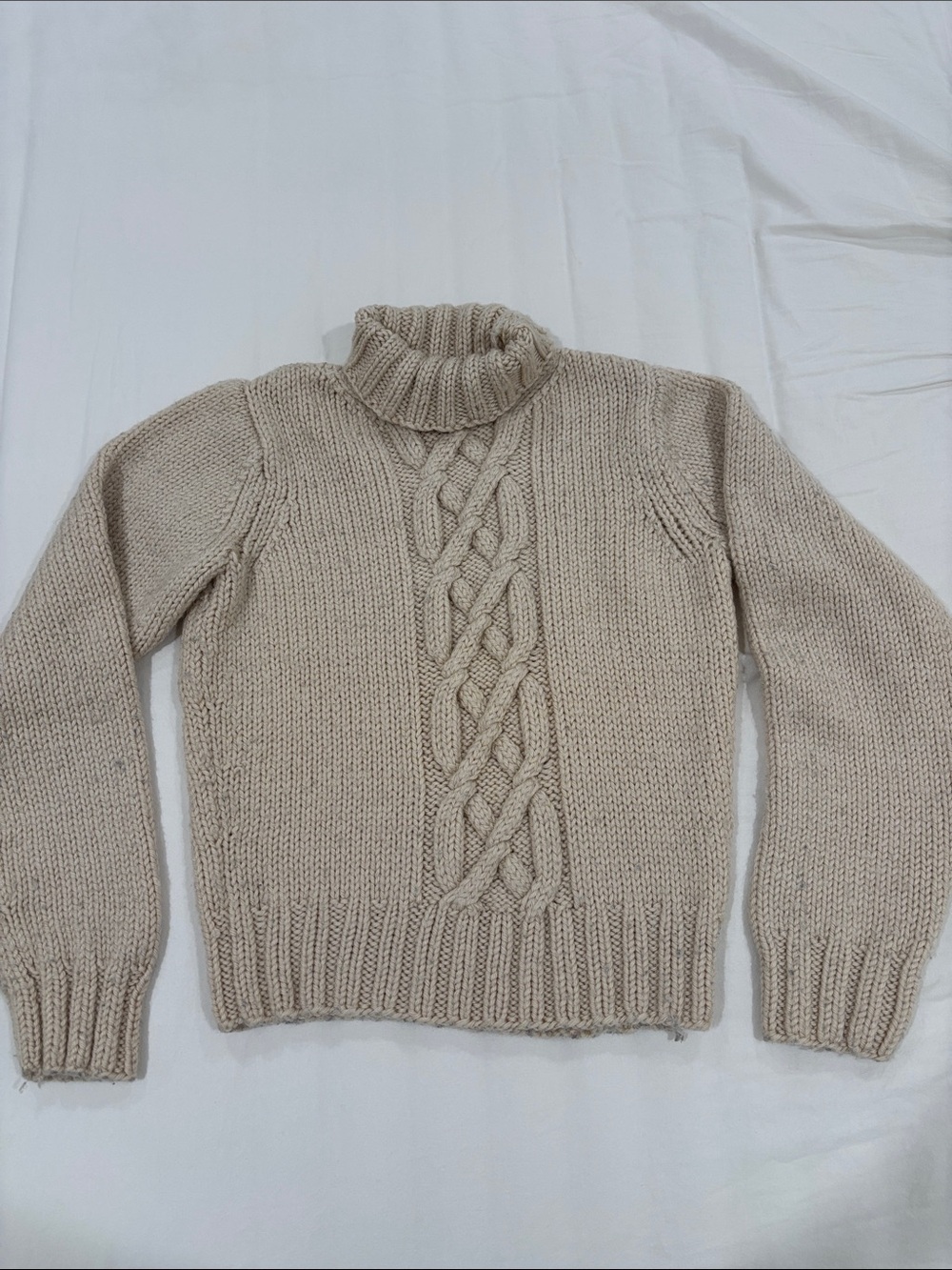 Banana Republic Beige Cable-Knit Turtleneck Sweater